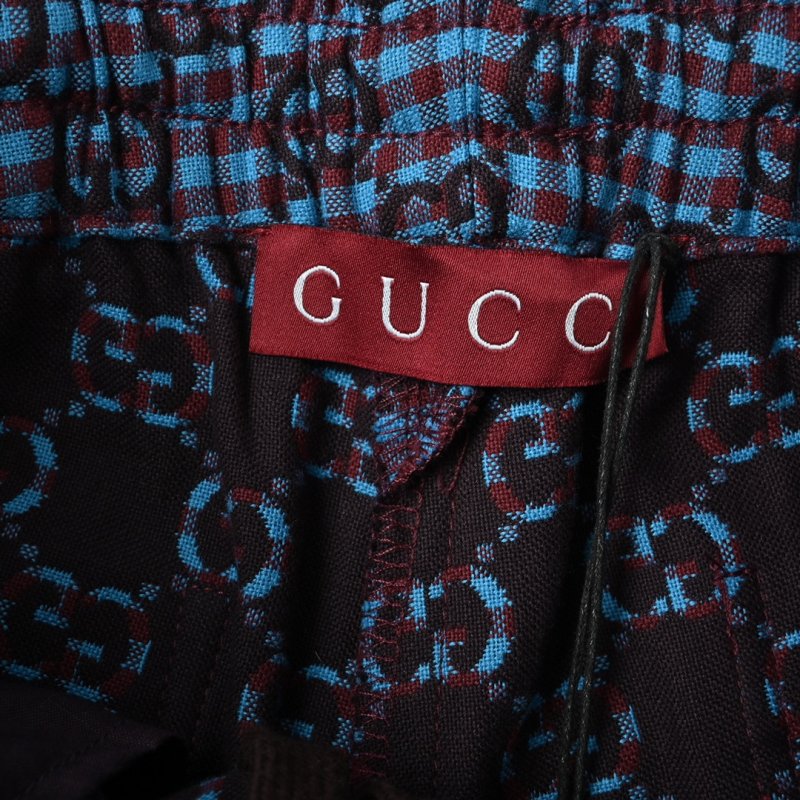 Gucci GG Monogram Blue Checkered Shorts view
