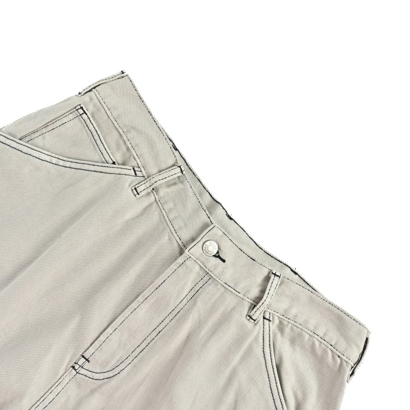 Cream Wide-Leg Jeans with Bow Pocket Embroidery view