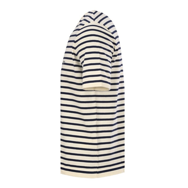 Prada Striped Cream Navy T-Shirt view