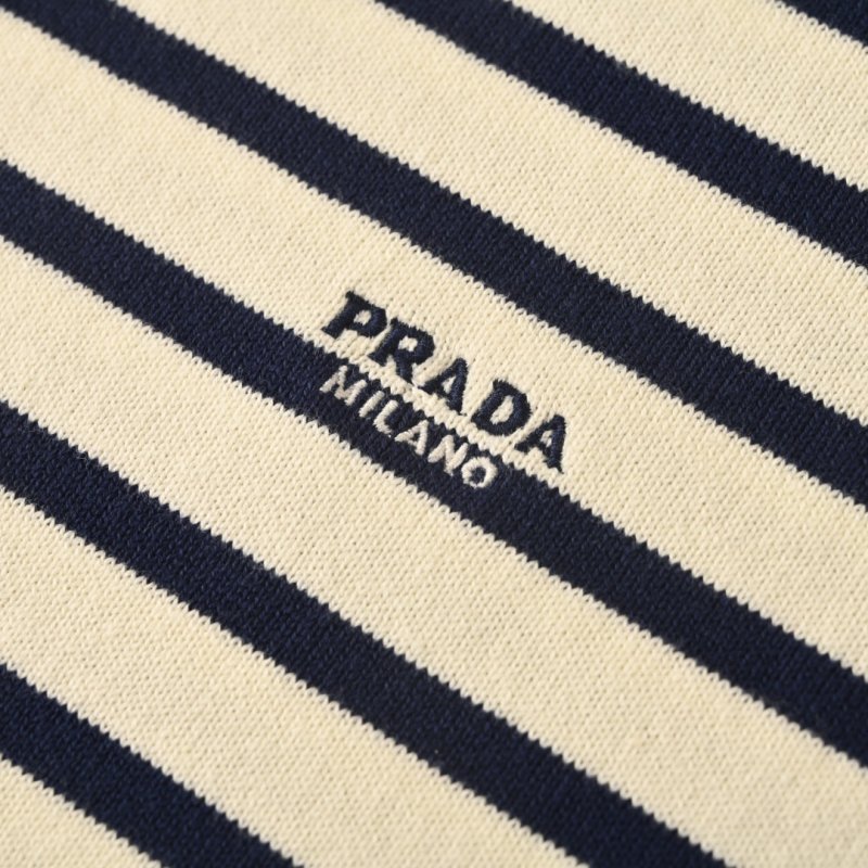 Prada Striped Cream Navy T-Shirt view