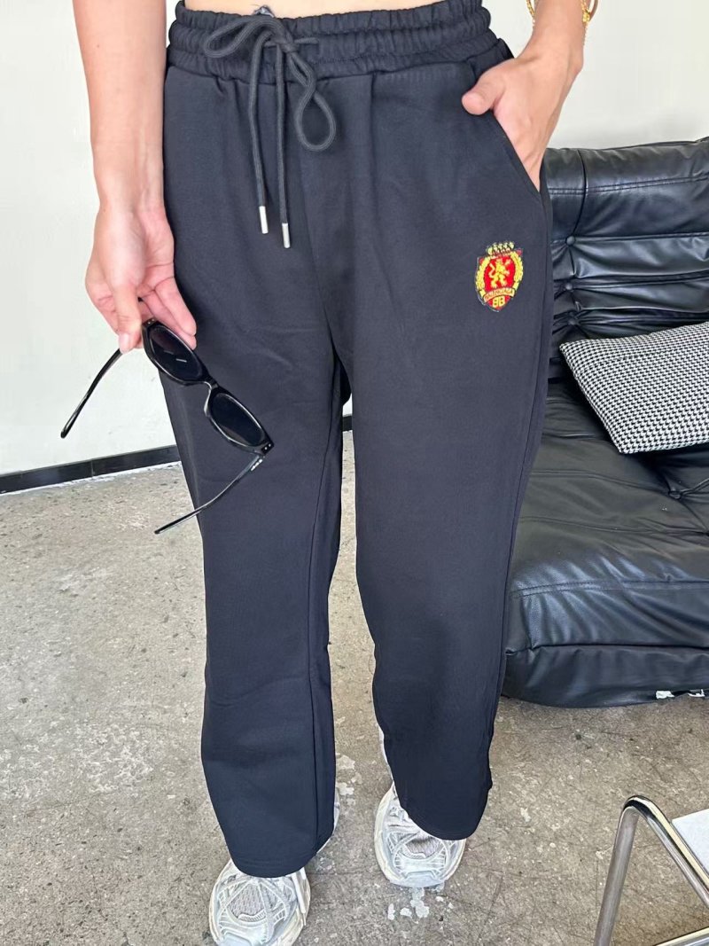 Black Embroidered Crest Joggers view