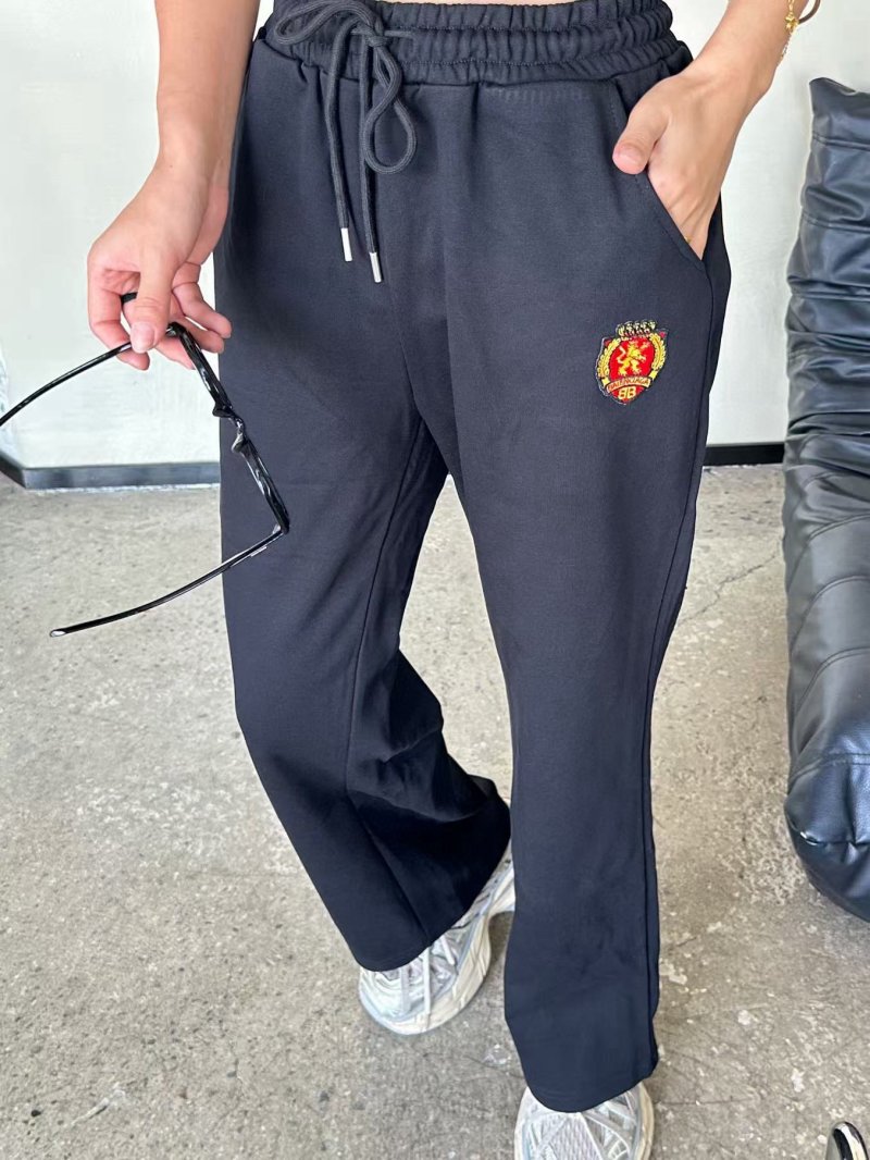 Black Embroidered Crest Joggers view
