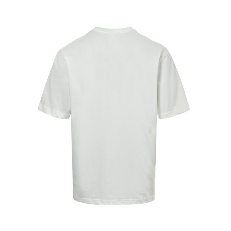Gucci Logo Print White T-Shirt with Stripe Belt Detail view