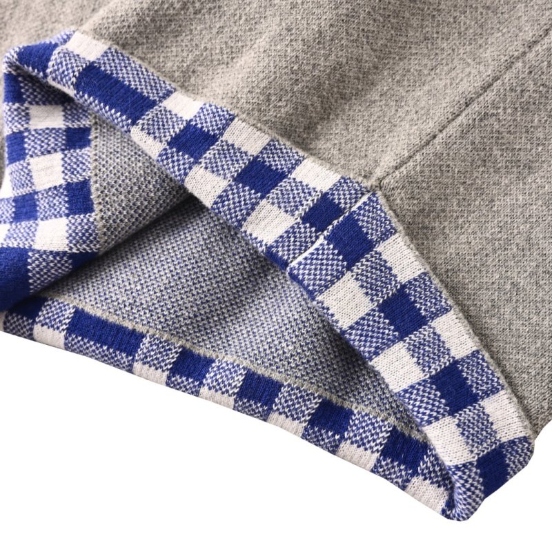 Grey Graphic Logo T-Shirt with Blue Gingham Trim view