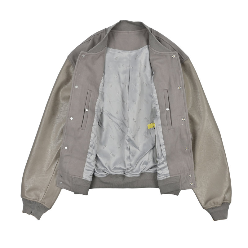 Mauve Colorblock Bomber Jacket with Ribbed Cuffs view
