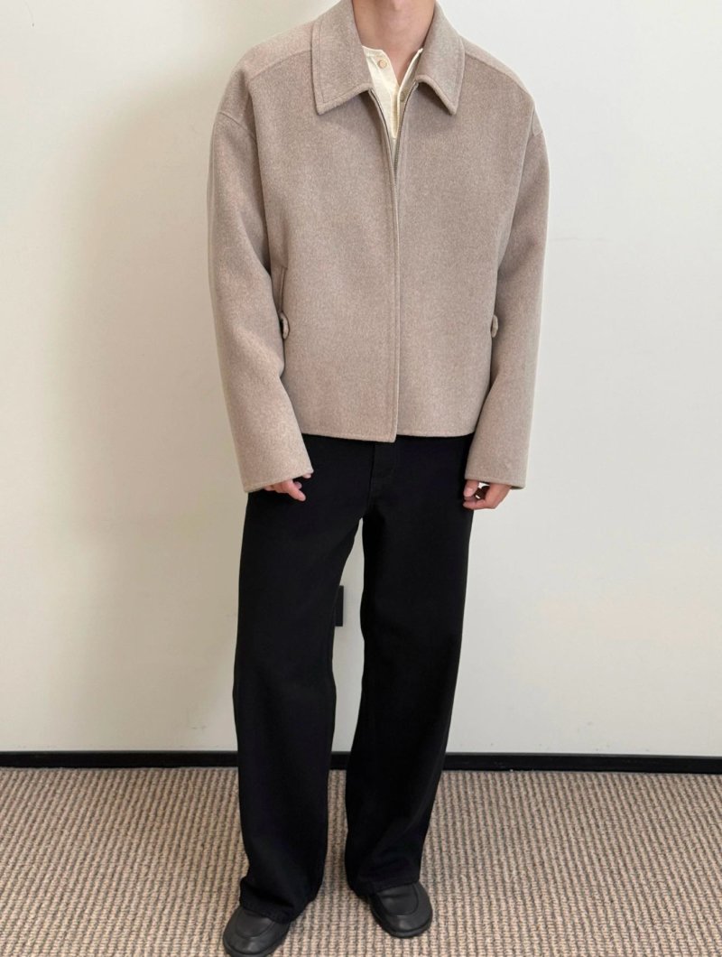 Oversized Wool Blend Overshirt Jacket Beige view