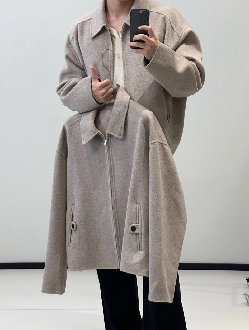 Oversized Wool Blend Overshirt Jacket Beige view