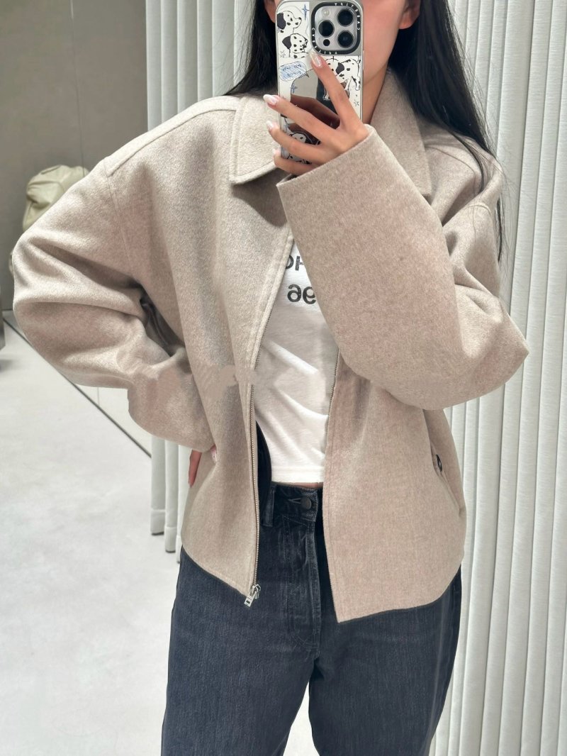 Oversized Wool Blend Overshirt Jacket Beige view