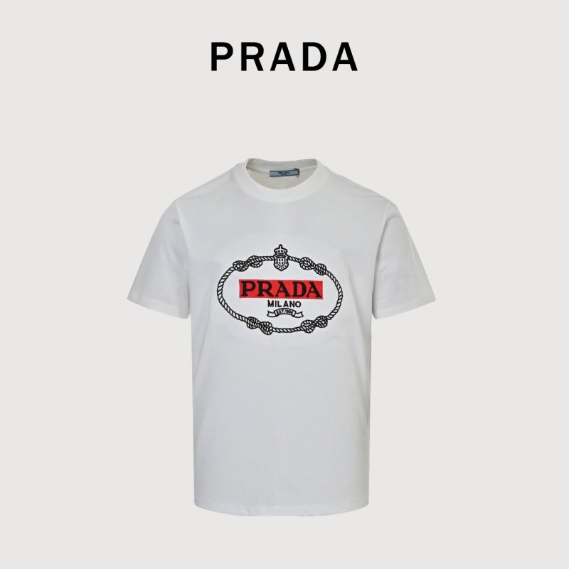 Prada 25SS Embroidered Logo White T-Shirt view