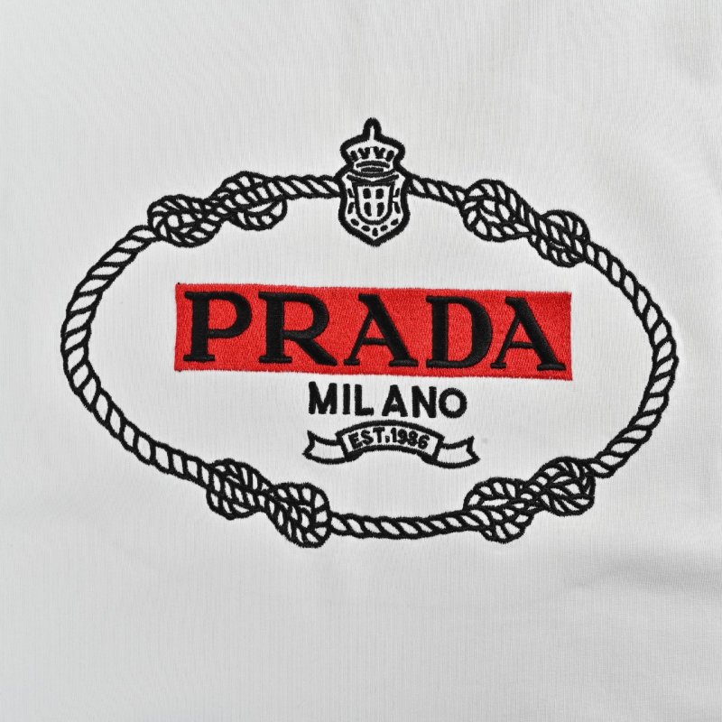 Prada 25SS Embroidered Logo White T-Shirt view