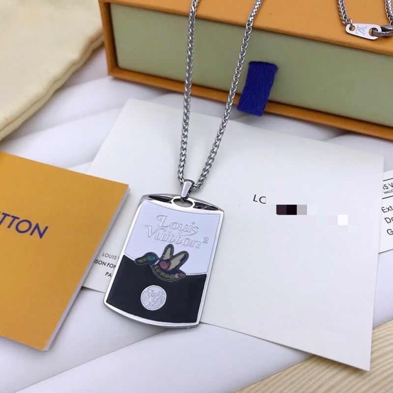 Louis Vuitton x NIGO Duck Metal Tag Pendant Necklace Silver
