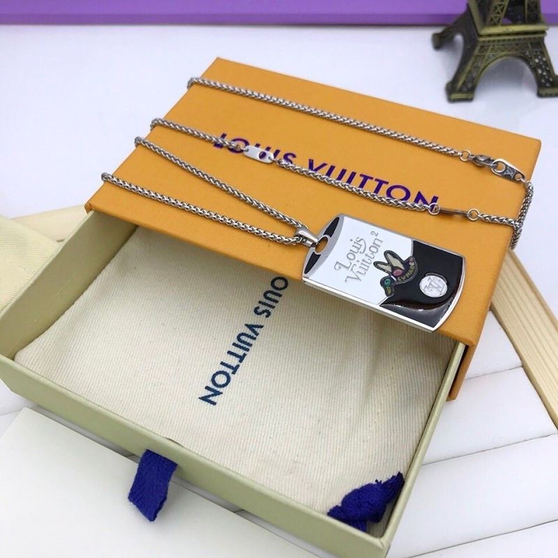 Louis Vuitton x NIGO Duck Metal Tag Pendant Necklace Silver view