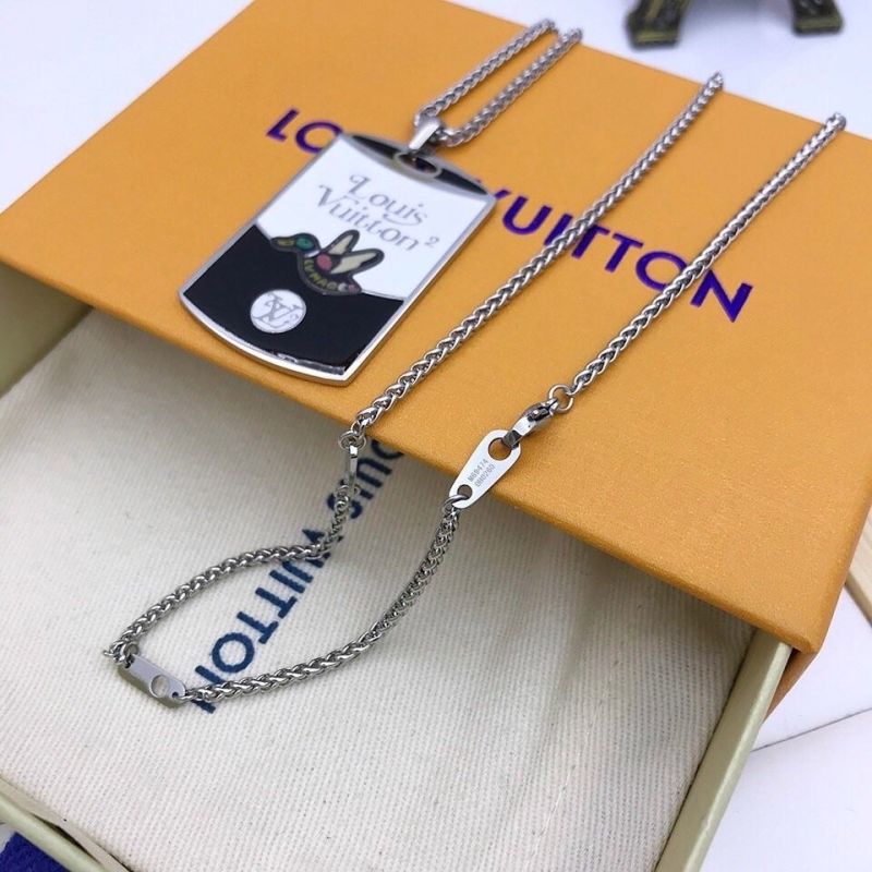 Louis Vuitton x NIGO Duck Metal Tag Pendant Necklace Silver view
