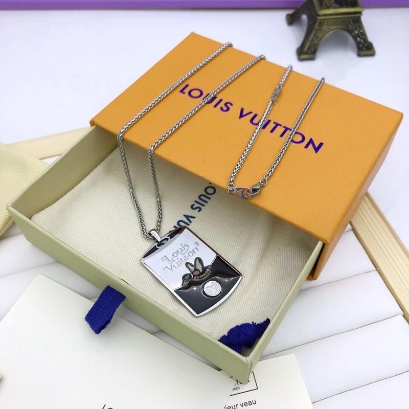 Louis Vuitton x NIGO Duck Metal Tag Pendant Necklace Silver view