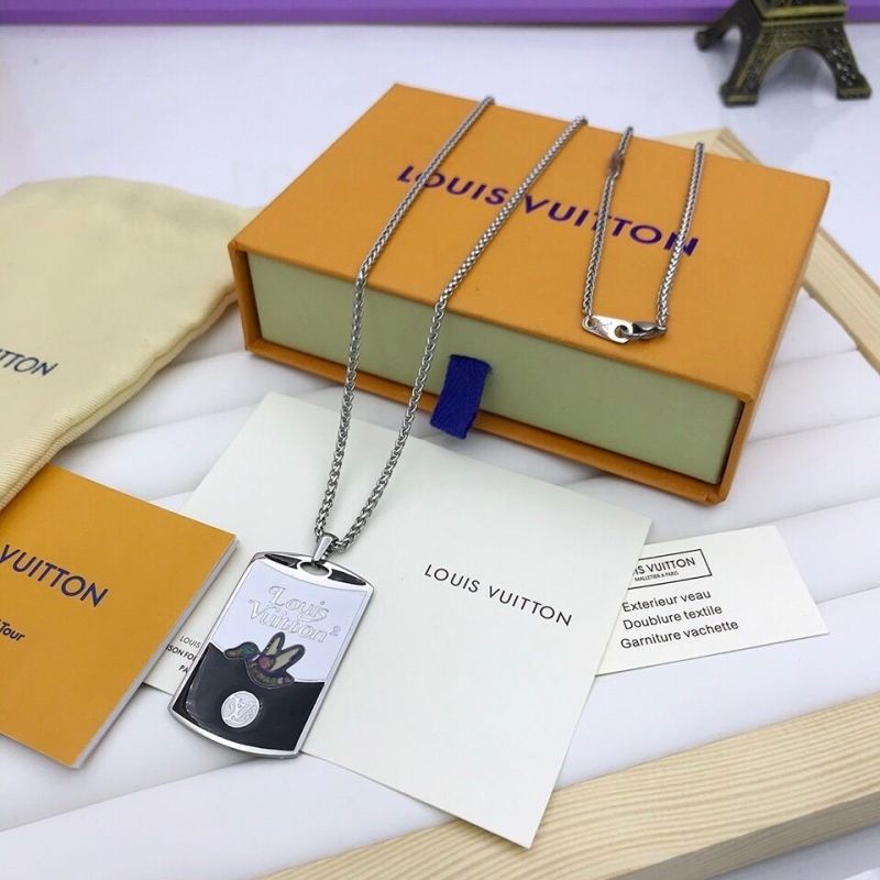 Louis Vuitton x NIGO Duck Metal Tag Pendant Necklace Silver view