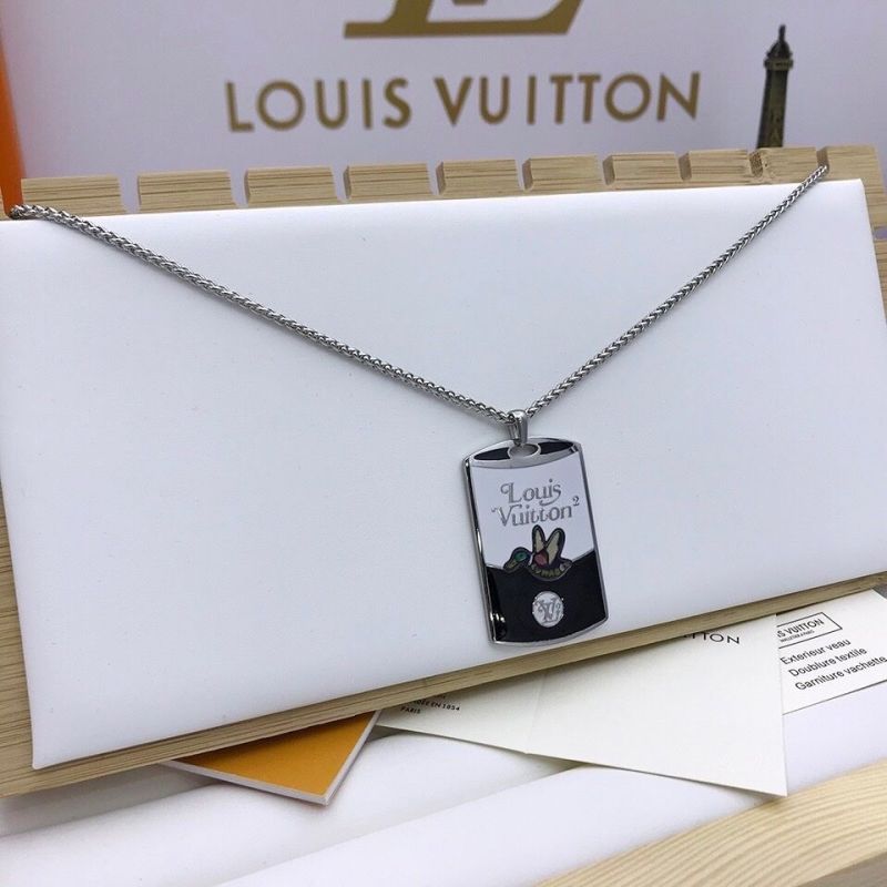 Louis Vuitton x NIGO Duck Metal Tag Pendant Necklace Silver view