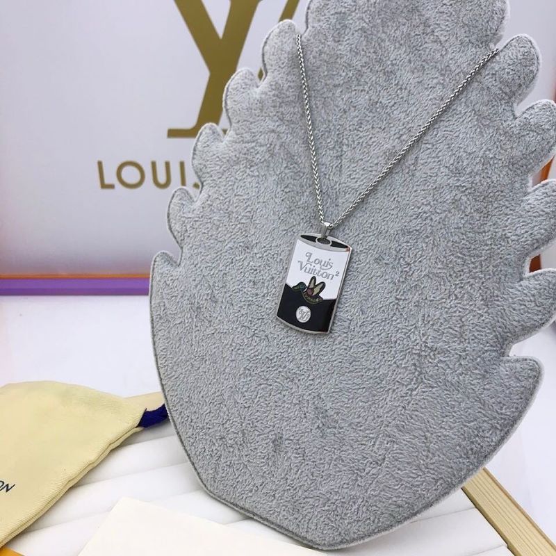 Louis Vuitton x NIGO Duck Metal Tag Pendant Necklace Silver view
