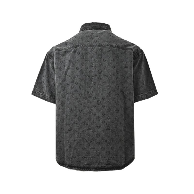 Louis Vuitton Monogram Denim Short-Sleeve Shirt Grey view