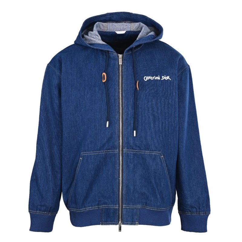 Dior Christian Dior Navy Denim Zip Hoodie Jacket view
