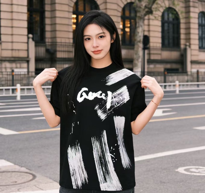 Black Graphic Short Sleeve T-Shirt with Abstract Design view