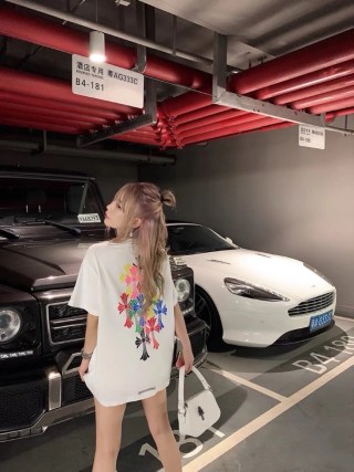 Colorful Floral Cross Print White T-Shirt view 6