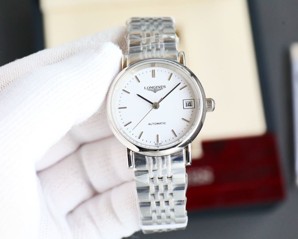Longines Elegance Automatic Steel Watch 39.5mm White Dial view