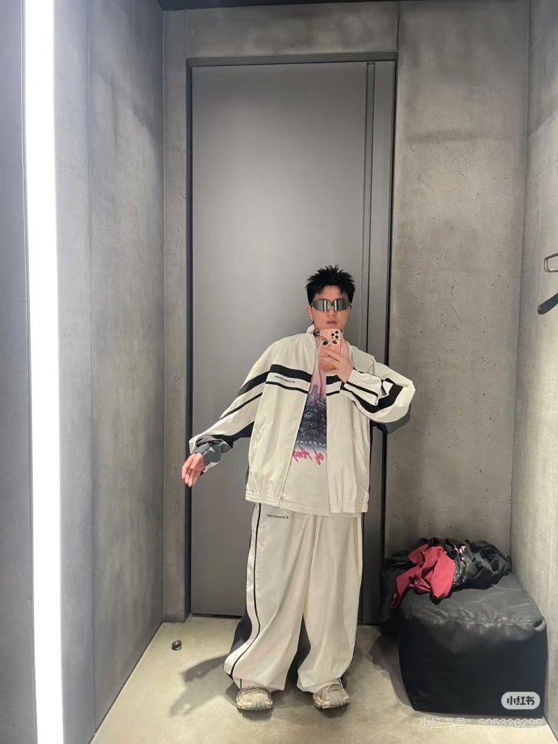 White Black Stripe Zip-Up Track Jacket view
