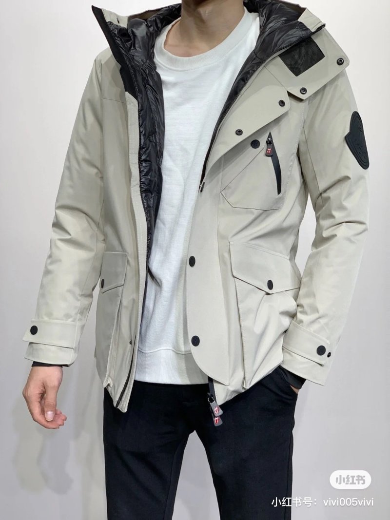 Stone Island Cream Down Jacket with Black Accents