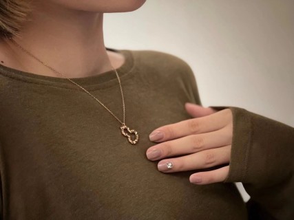 Pyramid Stud Pendant Necklace - Silver view 2