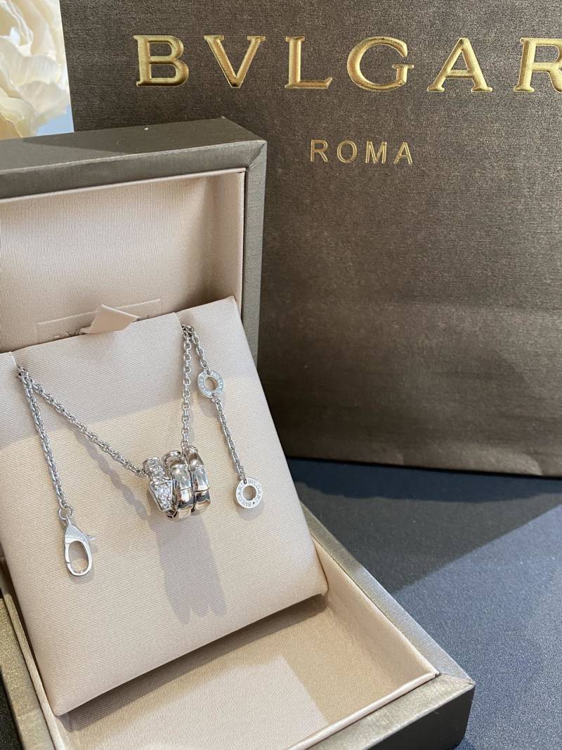 Bvlgari Serpenti Viper Diamond Snake Pendant Necklace Silver view