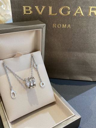 Bvlgari Serpenti Viper Diamond Snake Pendant Necklace Silver view 5