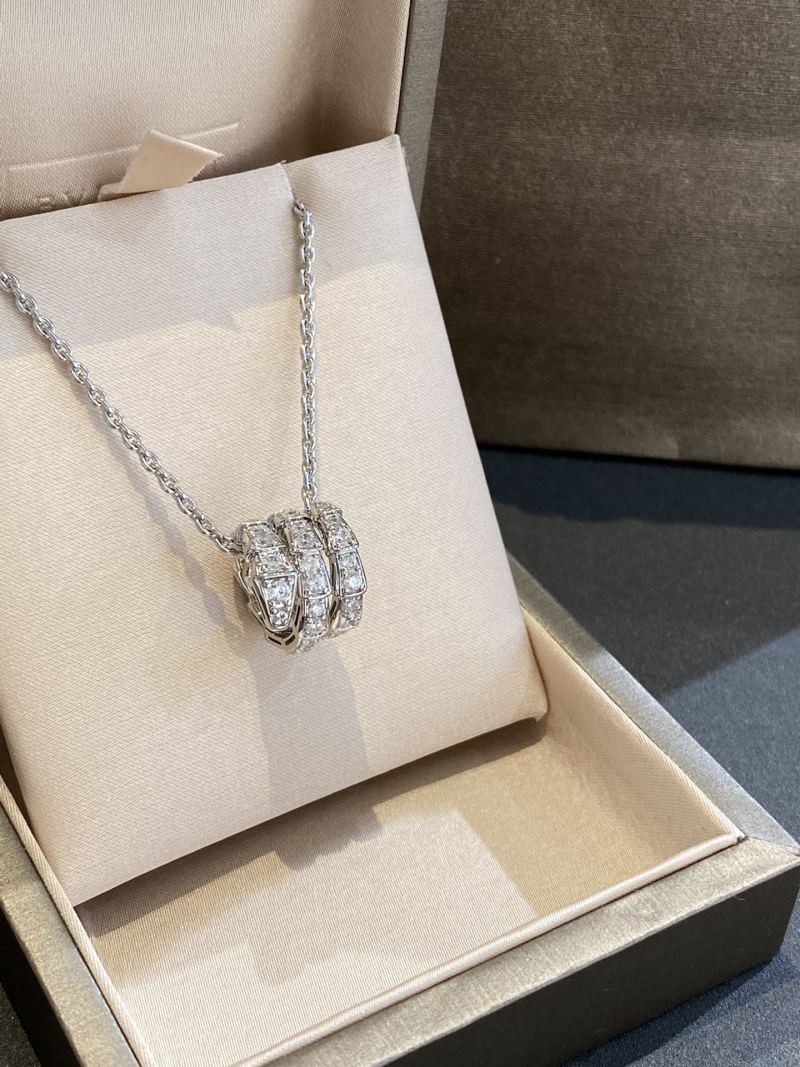 Bvlgari Serpenti Viper Diamond Snake Pendant Necklace Silver view