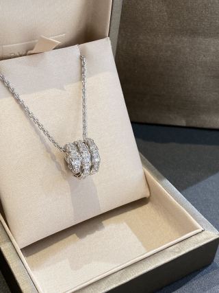 Bvlgari Serpenti Viper Diamond Snake Pendant Necklace Silver view 6