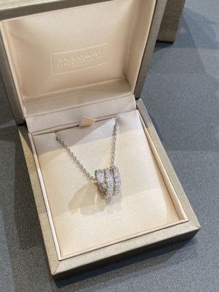 Bvlgari Serpenti Viper Diamond Snake Pendant Necklace Silver view 7