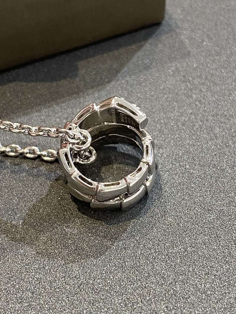 Bvlgari Serpenti Viper Diamond Snake Pendant Necklace Silver view