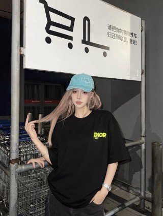 Dior Black Logo T-Shirt Yellow Print view 2