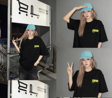Dior Black Logo T-Shirt Yellow Print view 3