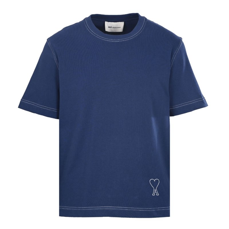 AMI Indigo Blue Short Sleeve Crewneck T-Shirt view