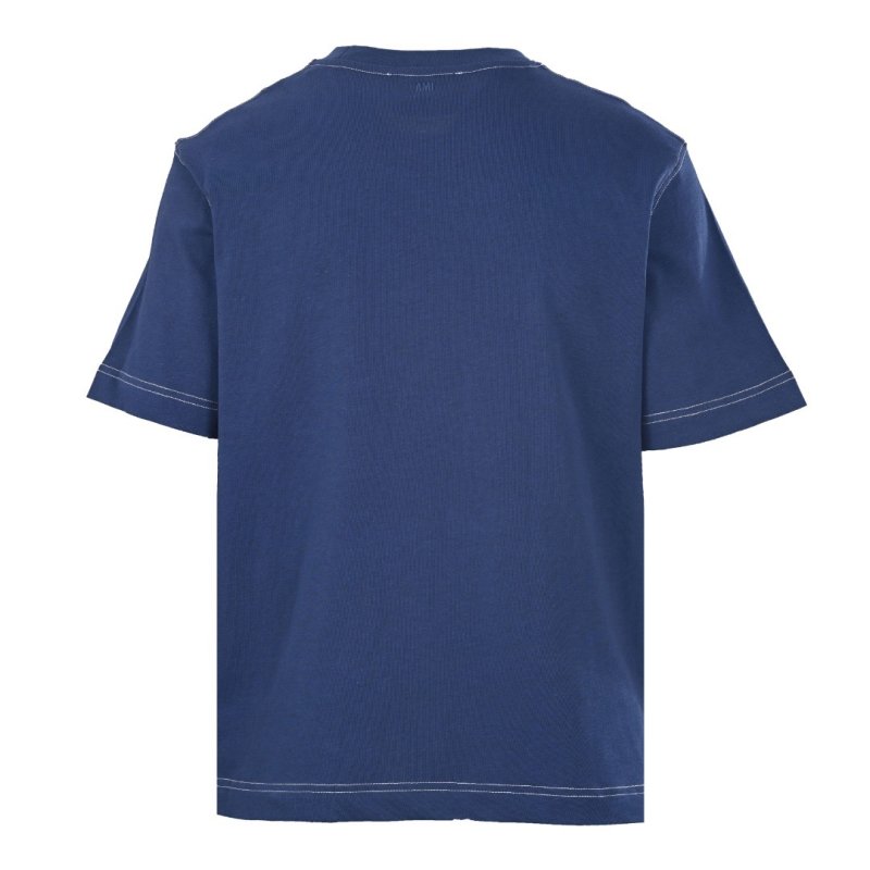 AMI Indigo Blue Short Sleeve Crewneck T-Shirt view
