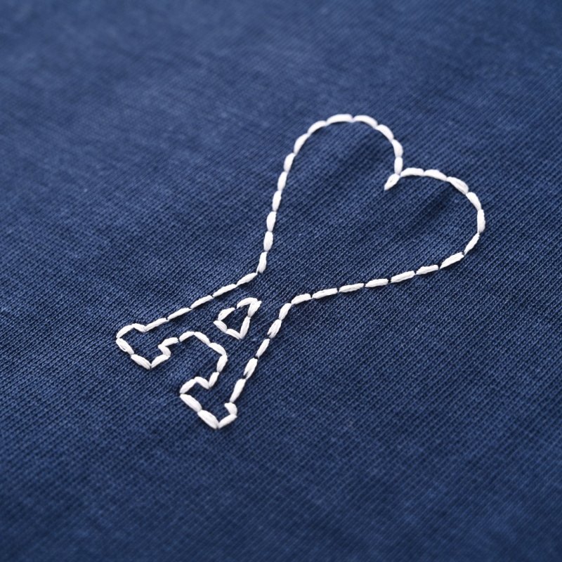 AMI Indigo Blue Short Sleeve Crewneck T-Shirt view