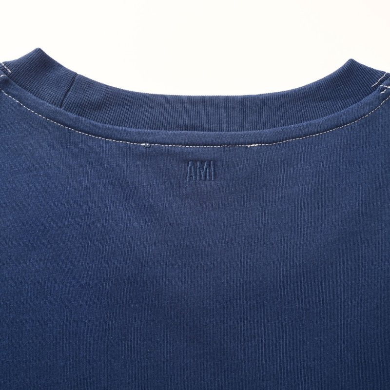 AMI Indigo Blue Short Sleeve Crewneck T-Shirt view
