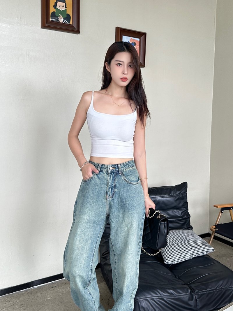 Light Wash Denim Jeans with Embroidered Back Pocket view