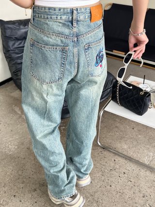 Light Wash Denim Jeans with Embroidered Back Pocket view 8