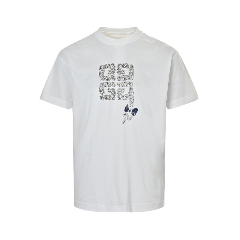 White Graphic Print Short Sleeve T-Shirt with Floral Cross Design view