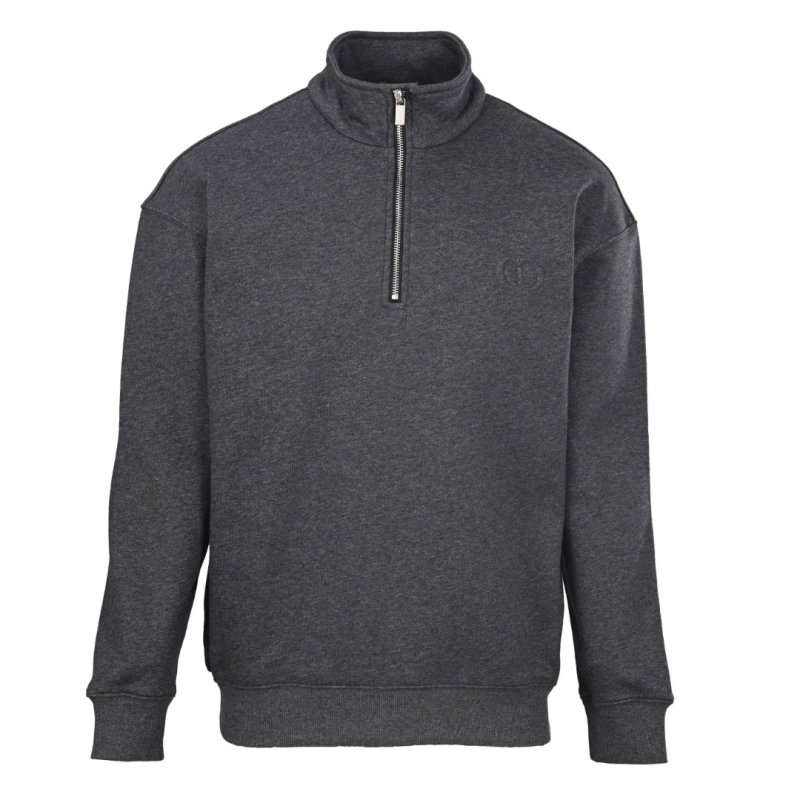 Dior CD Logo Half-Zip Fleece Hoodie Charcoal Grey view