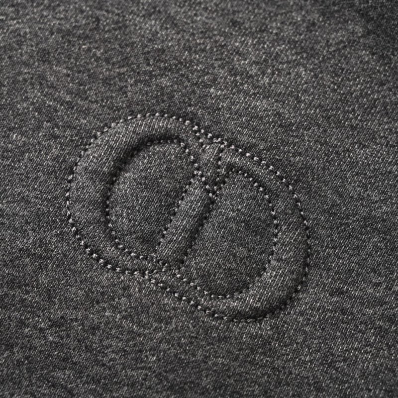 Dior CD Logo Half-Zip Fleece Hoodie Charcoal Grey view