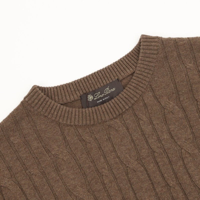 Brown Cable Knit Short Sleeve Crew Neck Sweater view