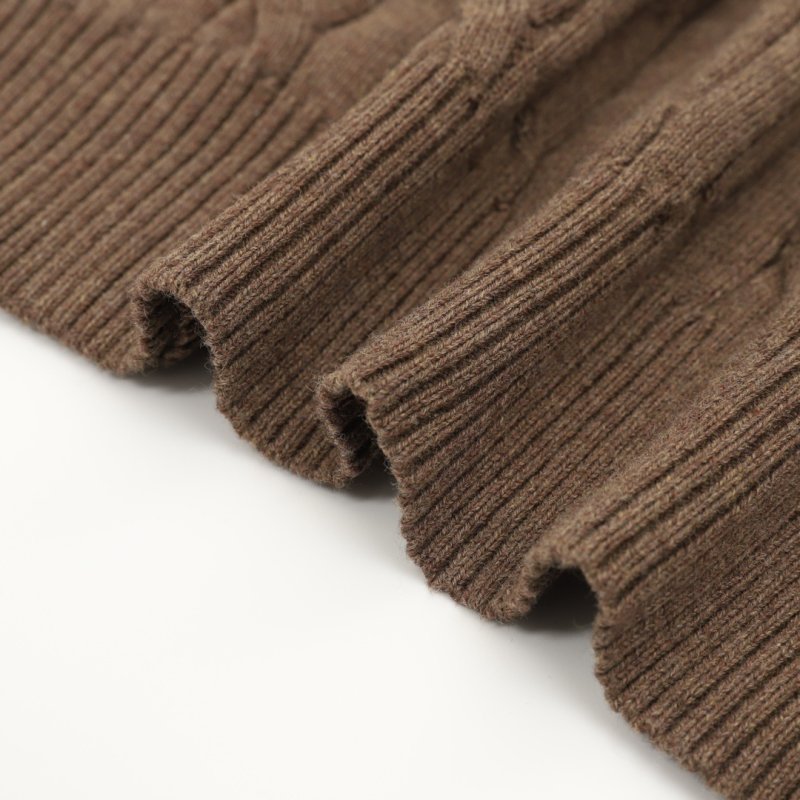 Brown Cable Knit Short Sleeve Crew Neck Sweater view