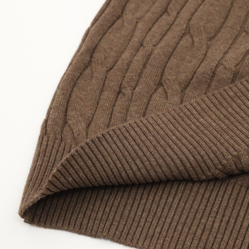 Brown Cable Knit Short Sleeve Crew Neck Sweater view