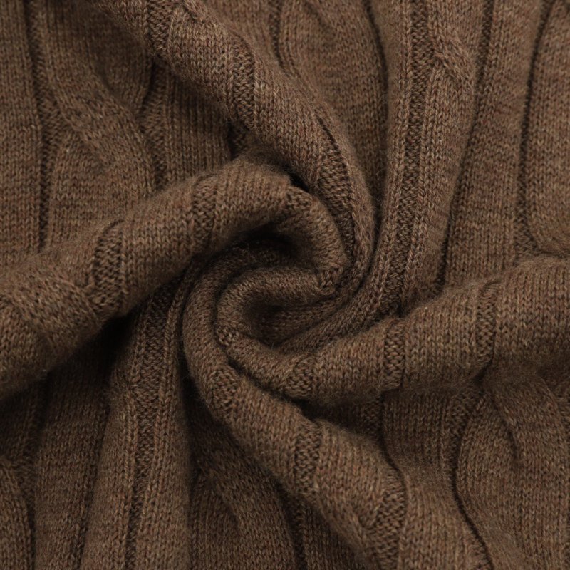 Brown Cable Knit Short Sleeve Crew Neck Sweater view
